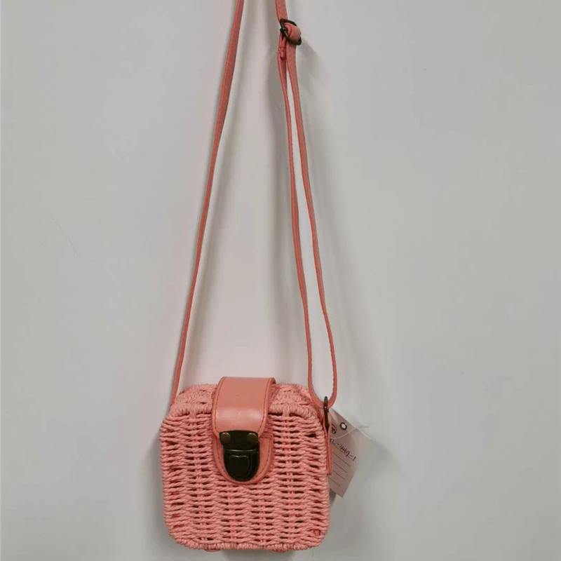 Eco-friendly paper straw cute design child  handbag kid handbag