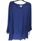 Top Women's Wrap V Neck Long Batwing Sleeve Belted Waist Ruffle Knitted Pullover Top