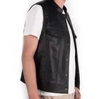 Fashion Leather Vest Casual Cool Fashion Snap Button Genuine Sheepskin Leather Vest Men