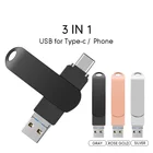Usb 16gb Factory Wholesale 3 IN 1 OTG USB Flash Drive 16GB 32GB Metal Pendrive Flash Drive 64GB OEM