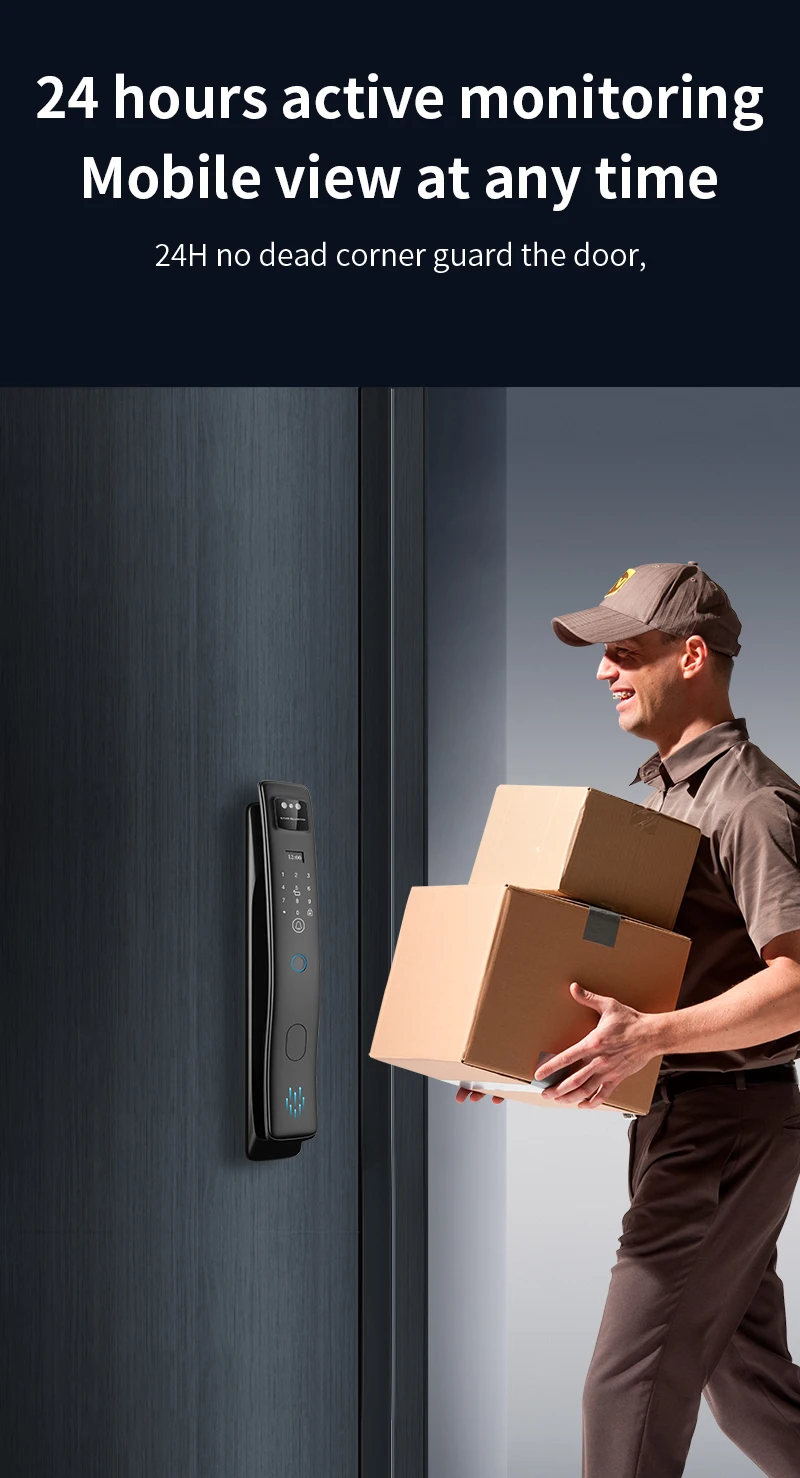 Qleung S958Max Tuya Door Lock With Card Key Password Face Fingerprint Palm Recognition For Apartment Home 4