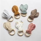 Unique Design Natural Wood Material Safe And Comfortable Cute And Fun Bunny Ear Wooden Teething Teether
