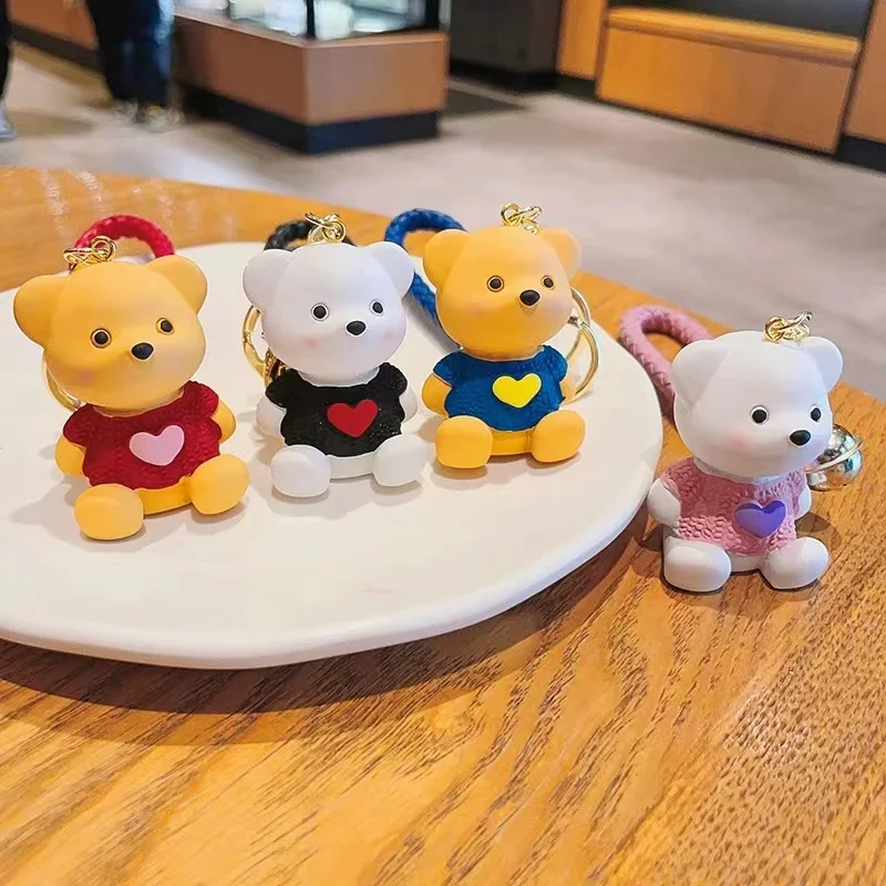 2023 Hot Selling Women Gift Bag Key Chain Valentine's Day Fashion Resin Pink Heart Cute bear Keychain