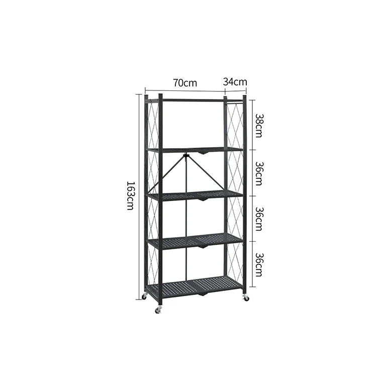 Promotion 4 storey steel storage display folding shelf multi layer metal folding kitchen storage shelf