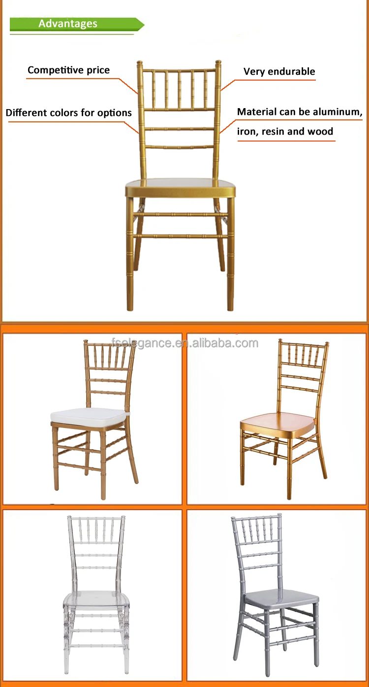 wedding chair steel wholesale stainless steel tiffany stackable event furniture chiavari chair with cushions