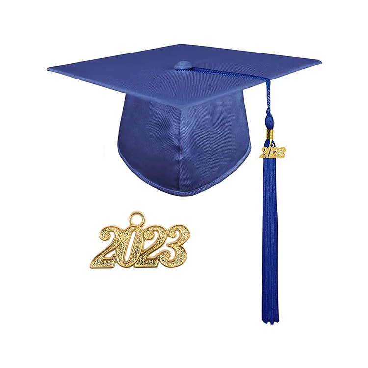 Navy Shiny Graduation Hat Adult Elastic Graduation Cap and Tassel details