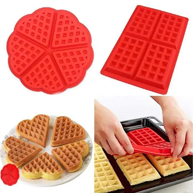 Waffle Maker Flower Shapes Belgian Chocolate Waffle Square Mould Cake Mold Silicone Baking Mold Waffle Biscuit Tool