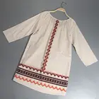 Size Skirt New Women's Summer Big Size Round Neck Medium Sleeve Straight Dress National Style Long Skirt
