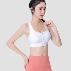 Wholesale Quick-Dry Shock Absorption Fitness Yoga Bra Top Zipper Sports Bra Custom Training White Bra For Women