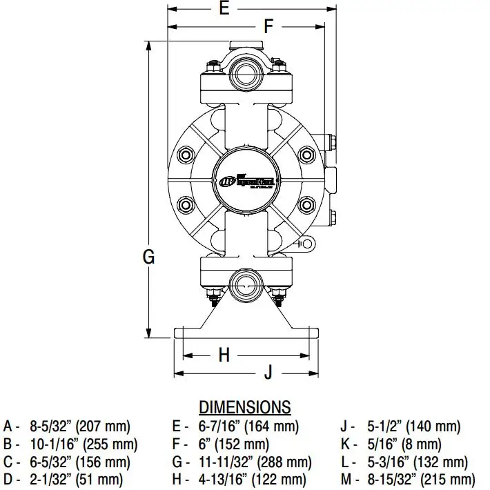 ARO Niet-metalen luchtbediende dubbelmembraanpomp 666053-0D2 Pneumatische membraanpomp AODD Pompdetails