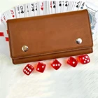 2 Card Luxury 2 Deck Poker Holder Dice Case Leather Playing Card Storage Holder Case