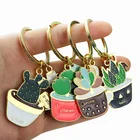 Pendant Key Wholesale Cheap Custom Diy Potted Pendant Key Ring Cute Gold Metal Keychain Key Chains