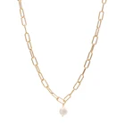 Chain Necklace Pearl High Quality Oval Link Chain Necklace With Fresh Water Pearl Disk Drop For Women