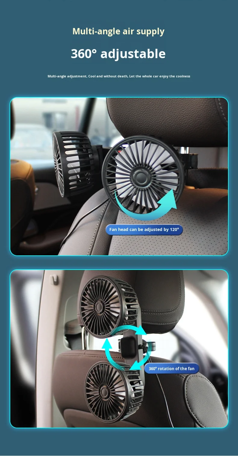 Car Seat Cooling Fan, Portable, 12V, USB, Plastic - detail 16