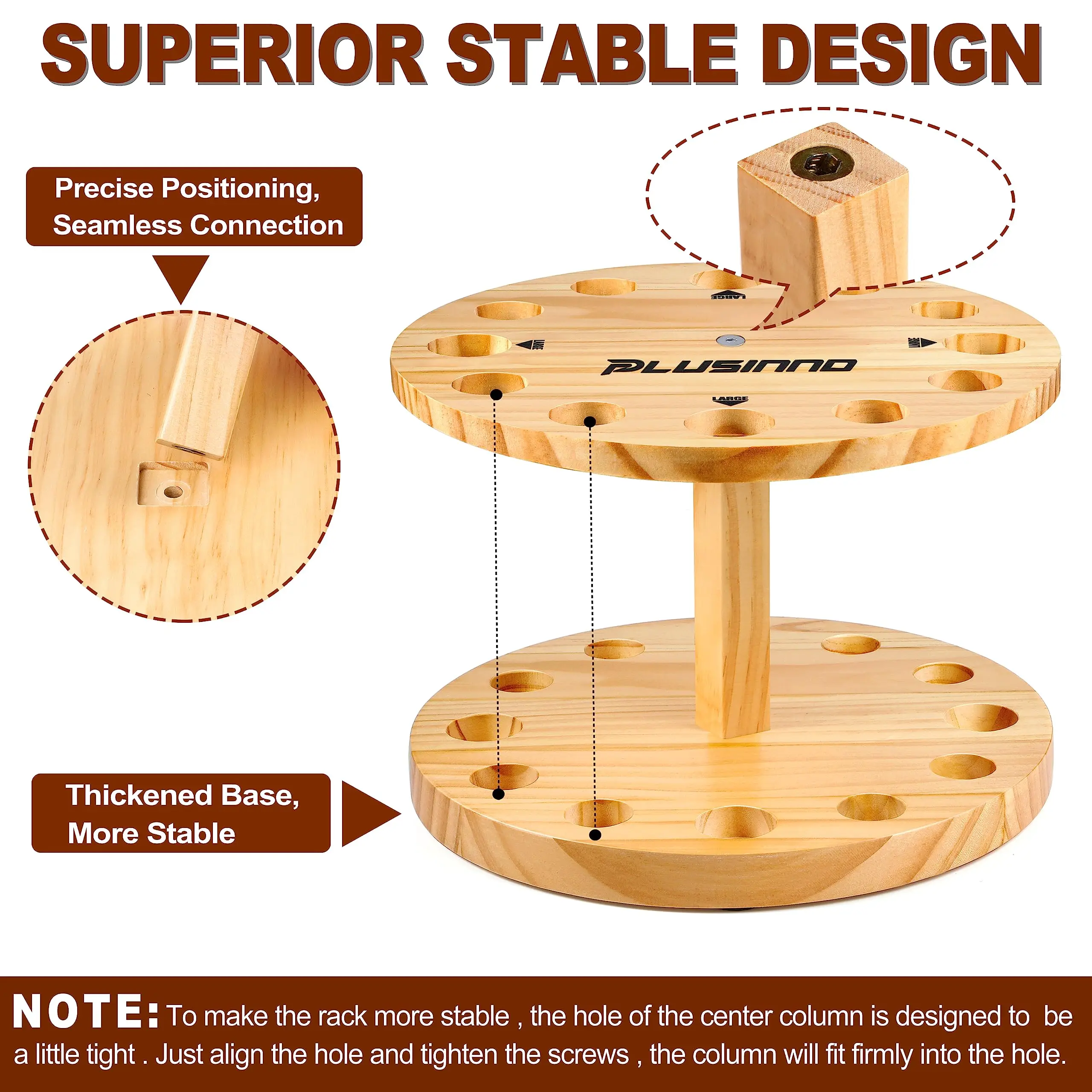 Wholesale New Style Adjustable Wood Round Storage Floor Stand Fishing Rod Holder Boat Garage