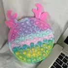 2021 Cute Bubble Silicone Simple Dimple Messenger Bag Rainbow Squeeze Sensory Toy Push Fidget Christmas Bags