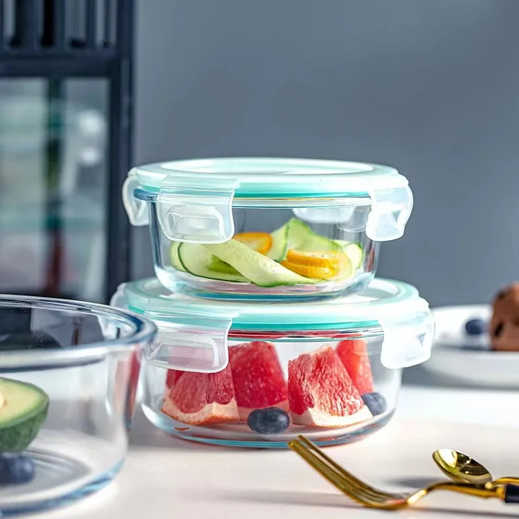 Reusable Borosilicate Glass Food Storage Container Meal Prep Lunch Box Set With Airtight Lock Lids storage bowl