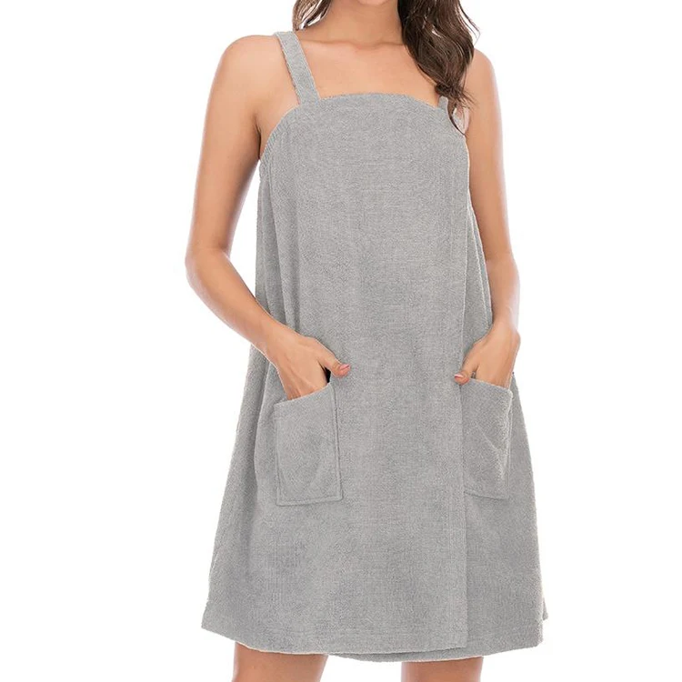 womens cotton bath body wrap towels custom embroidery logo terry spa shower bath wrap towel robe with straps