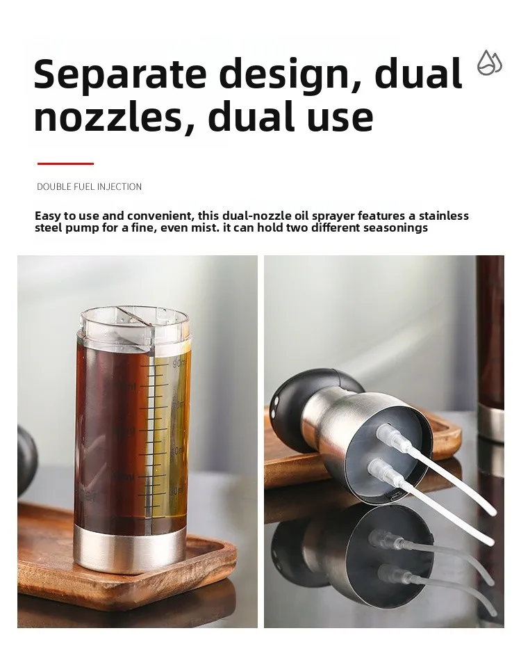 product creative 2 in 1 oil sprayer bottle stainless steel dual nozzle oil bottle olive oil vinegar dispenser for cooking bbq baking-3