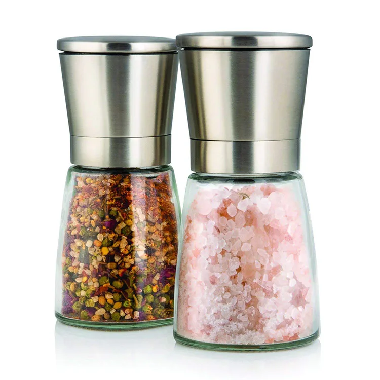 H98 180ML Kitchen Spice Mill with Stainless Steel Lid Manual Seasoning Salt Pepper Glass Mills Ceramic Grinder