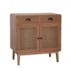 Rattan Modern Rattan Cabinet Storage Wicker Cabinet 2 Door Drawer Wood Cabinet