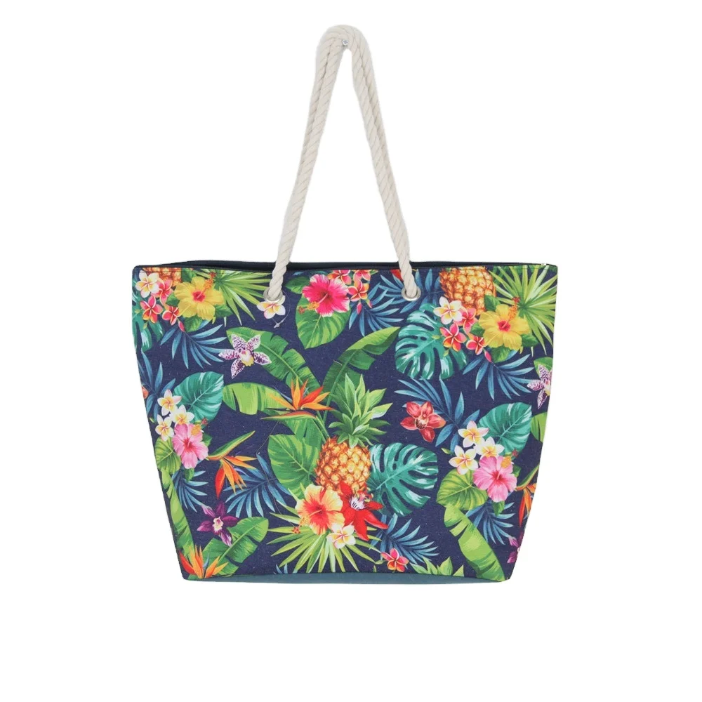 colour printed canvas Wholesale Fashion Women Shopping Bag summer beach bag