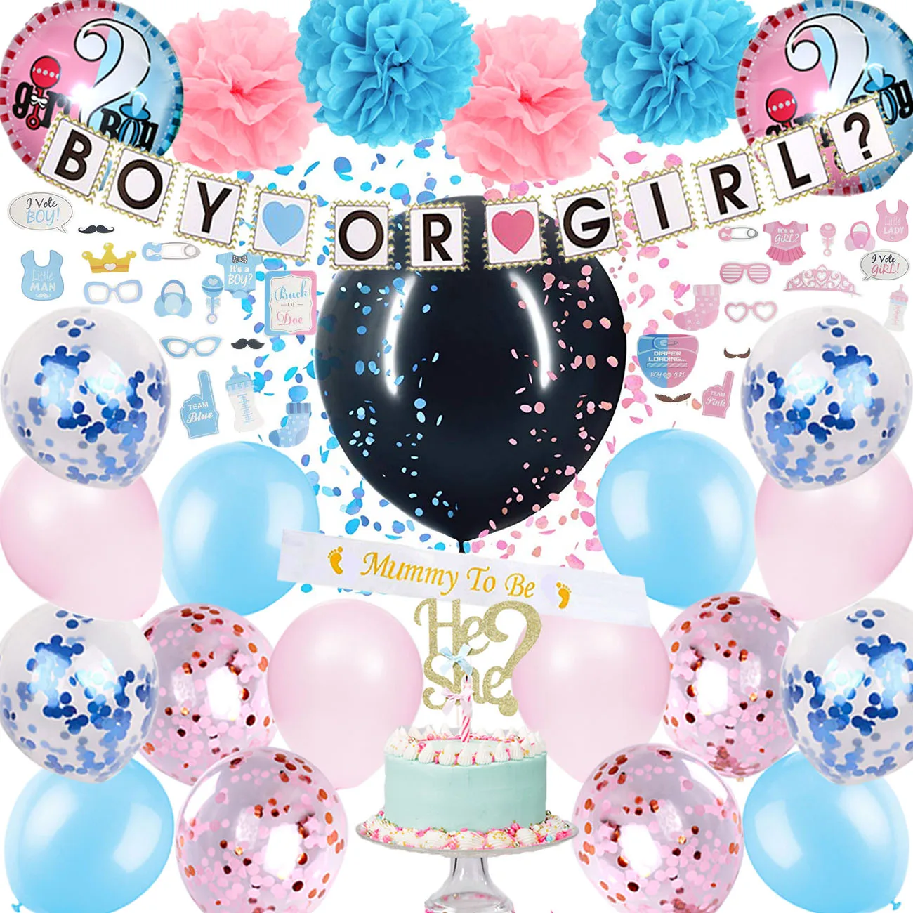 party supplies baby party decoration flag pull confetti balloon