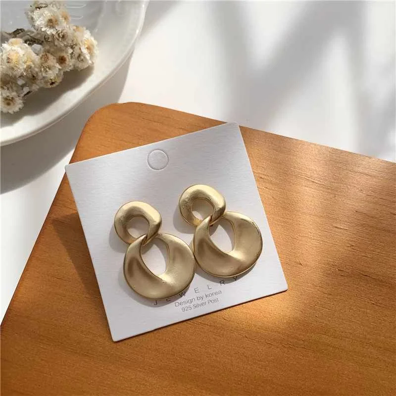 Newest Metal Alloy Geometric Irregular Earrings Gold Plated C Shape Chain Earrings for Women Jewelry