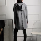 Wool Knit Cardigan Winter Elegant Women Gray Hooded Jacket Women Long Wool Knit Coat Cardigan