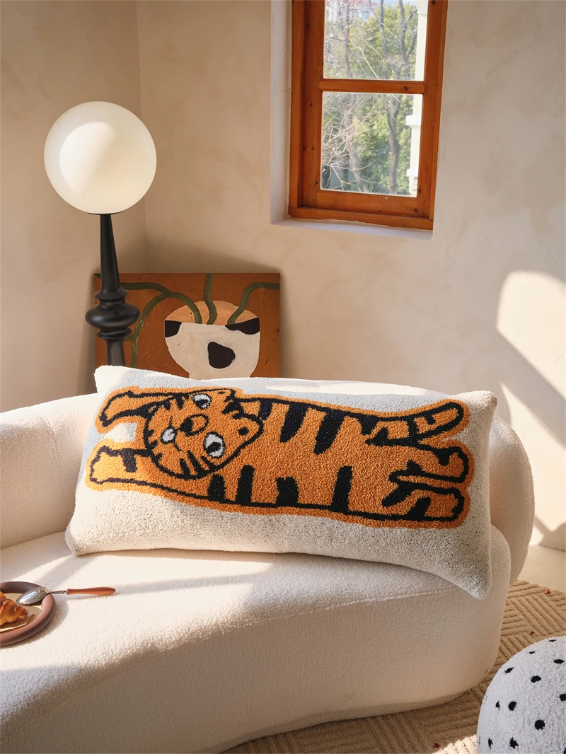 product wh decorative pillow tiger pattern soft comfortable cute fun 100 polyester fiber-59