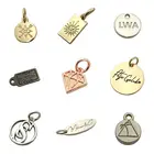Jewelry Antioxidant Bracelet Charm Custom Gold Logo Engraved Stamped Silver Jewelry Charms Tag For Pendant