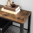 Table 2 Modern Design Wood Side Table Living Room Console Table With 2 Mesh Shelves
