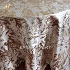 Logo Wedding Golden Polyester Beautiful Jacquard Round Custom Crochet Table Cloth Logo Wedding Party Event