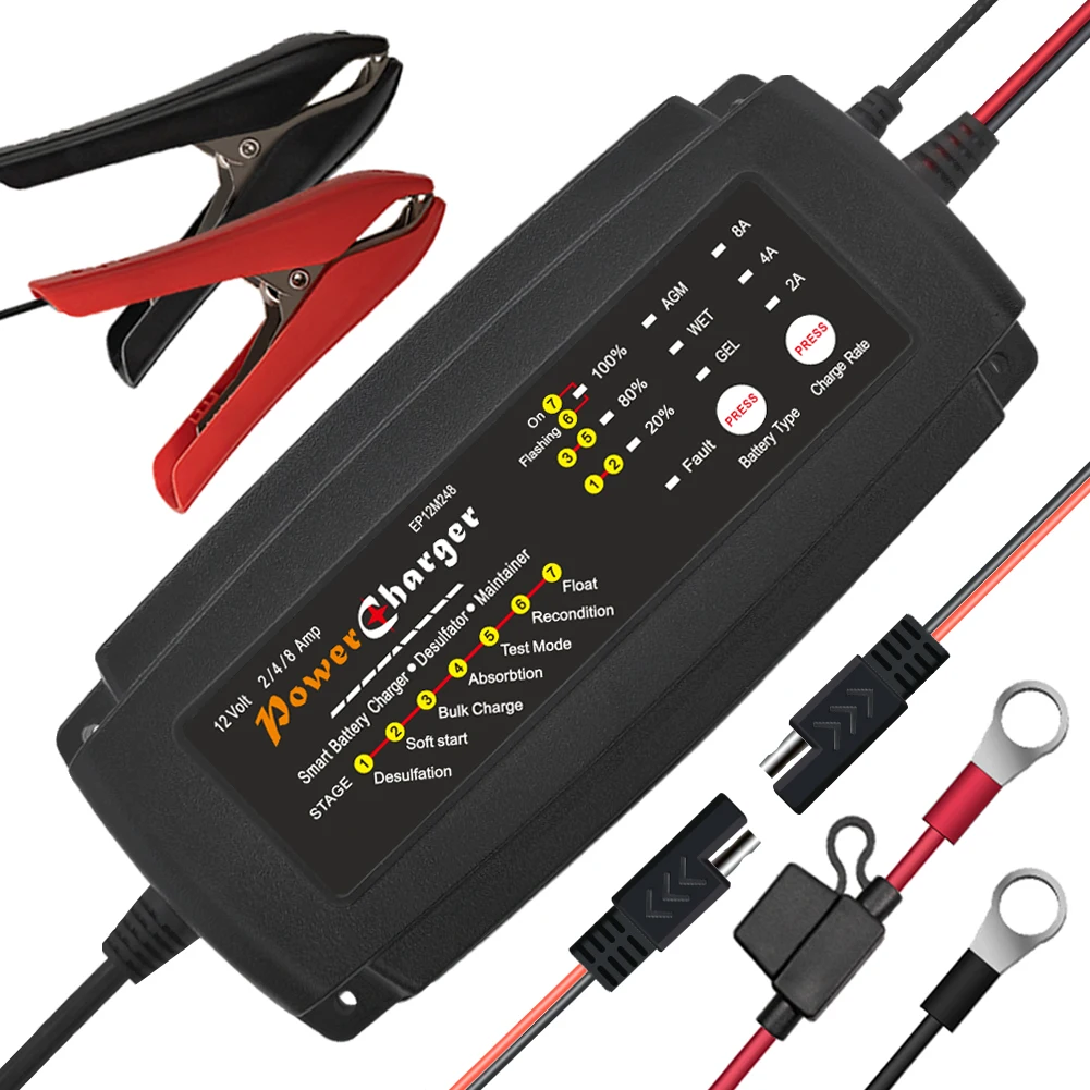 12V DC 5A Automatic Smart Battery Charger Maintainer & Desulfator for Lead Acid 