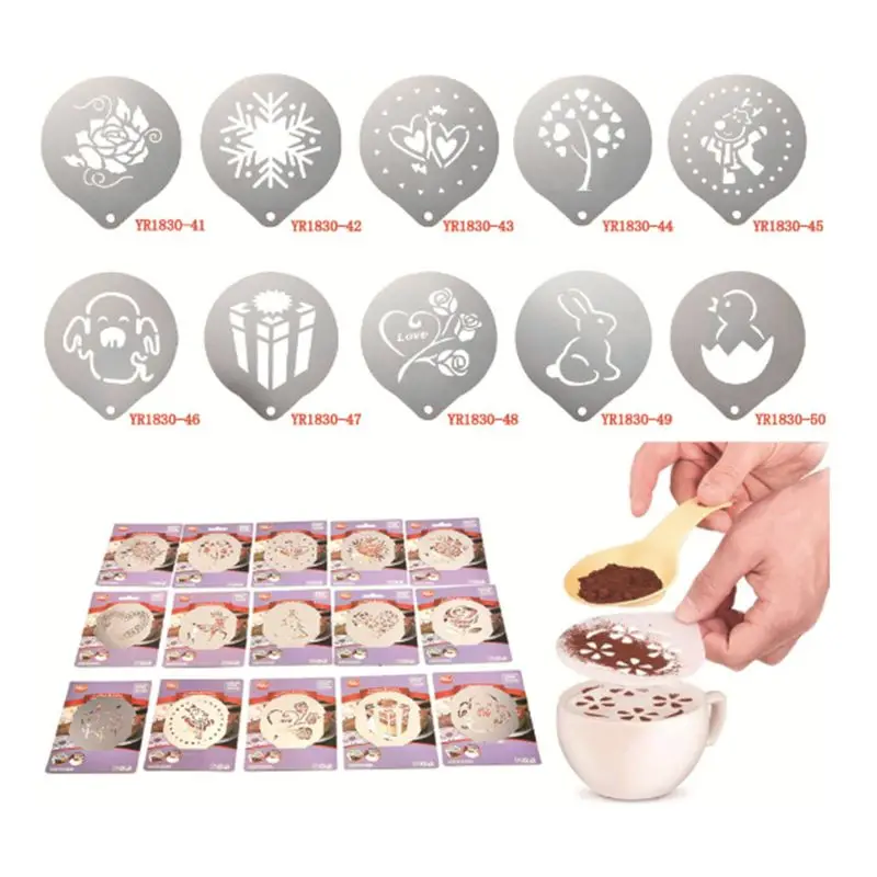 Lixsun Stainless Steel Custom Latte Stencil Coffee Decorating Stencil Tools Coffee Maker Tools