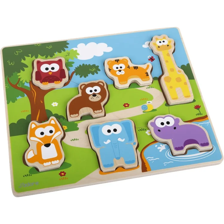 Alphabet children's CHUNKY WOODEN ZOO PUZZLE toy ABC wild animal jigsaw NEW 