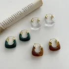 Fashion Earrings Fashion Korean Women Clear Square Acrylic Earrings Gold Plated Resin Hoop Earrings