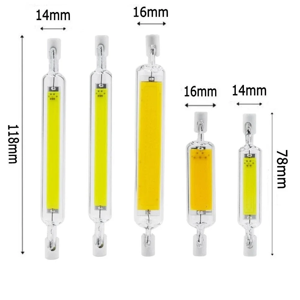 Susongshiwen LED R7S Glass Tube COB Bulb – 78mm/118mm, 20W–50W, 360° Beam Angle, Replaces Halogen 90W, AC110V/220V (50W 118mm Cold White AC110V)