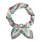 Silk Scarf Classical Vintage Literary Beige Color Bird Floral Pattern Printed Custom Logo Silk Womens Scarf Set