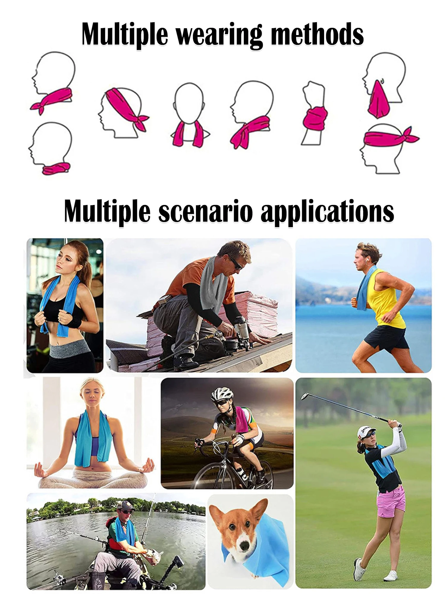 2024 Custom Sublimation Gym Run Cold Soft Breathable Cool Sweat Neck Towel Instant Sport Ice Cooling Towel With logo