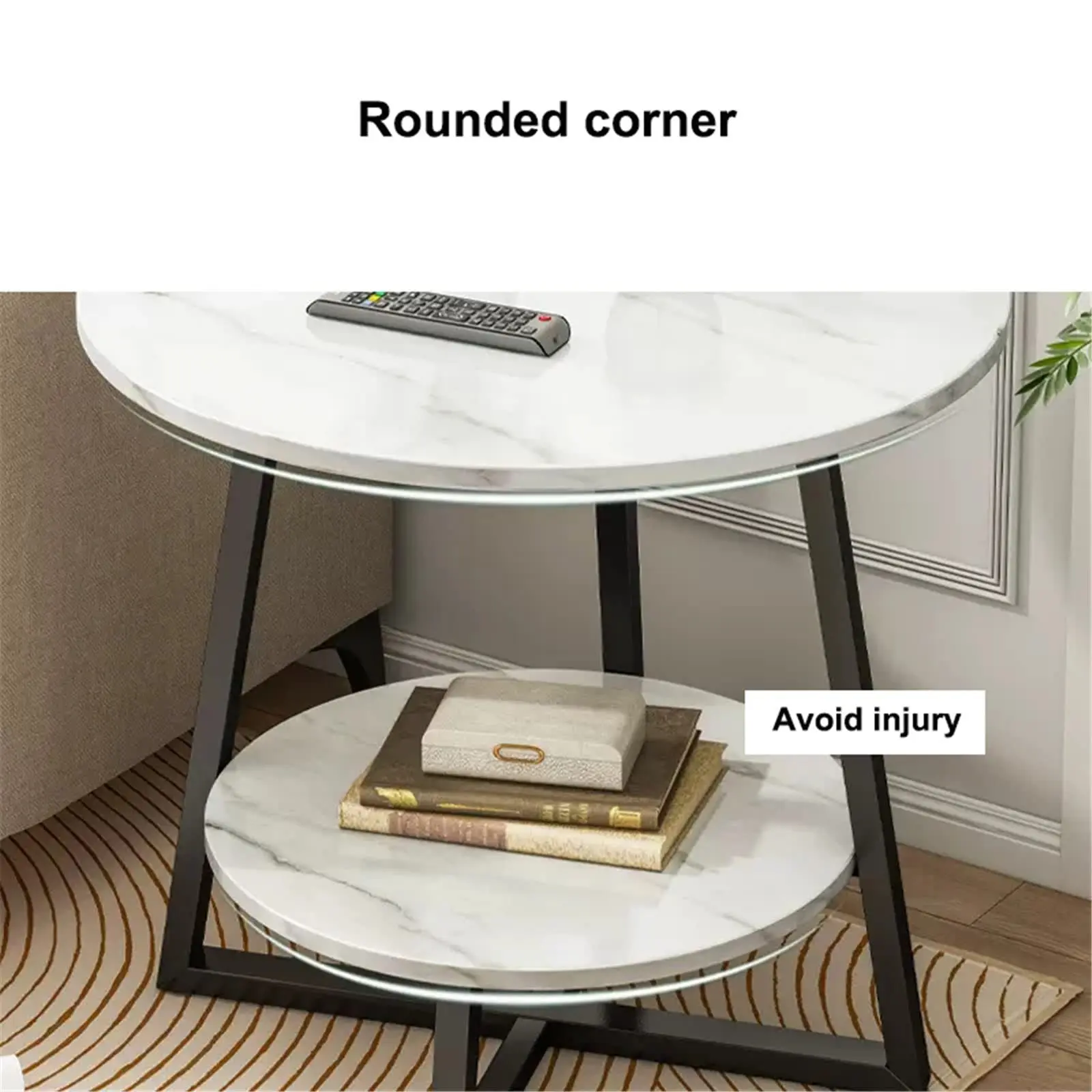 Modern Italian fashion Small Space Metal Frames wooden centre Circular sofa Corner Side Coffee Table