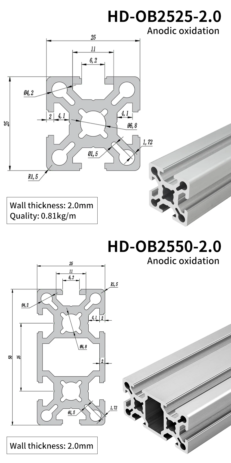 2525 Extruded Industrial Aluminum Profile Assembly Line Frame 2550 Aluminum Alloy Profile Printer Guide Rail factory