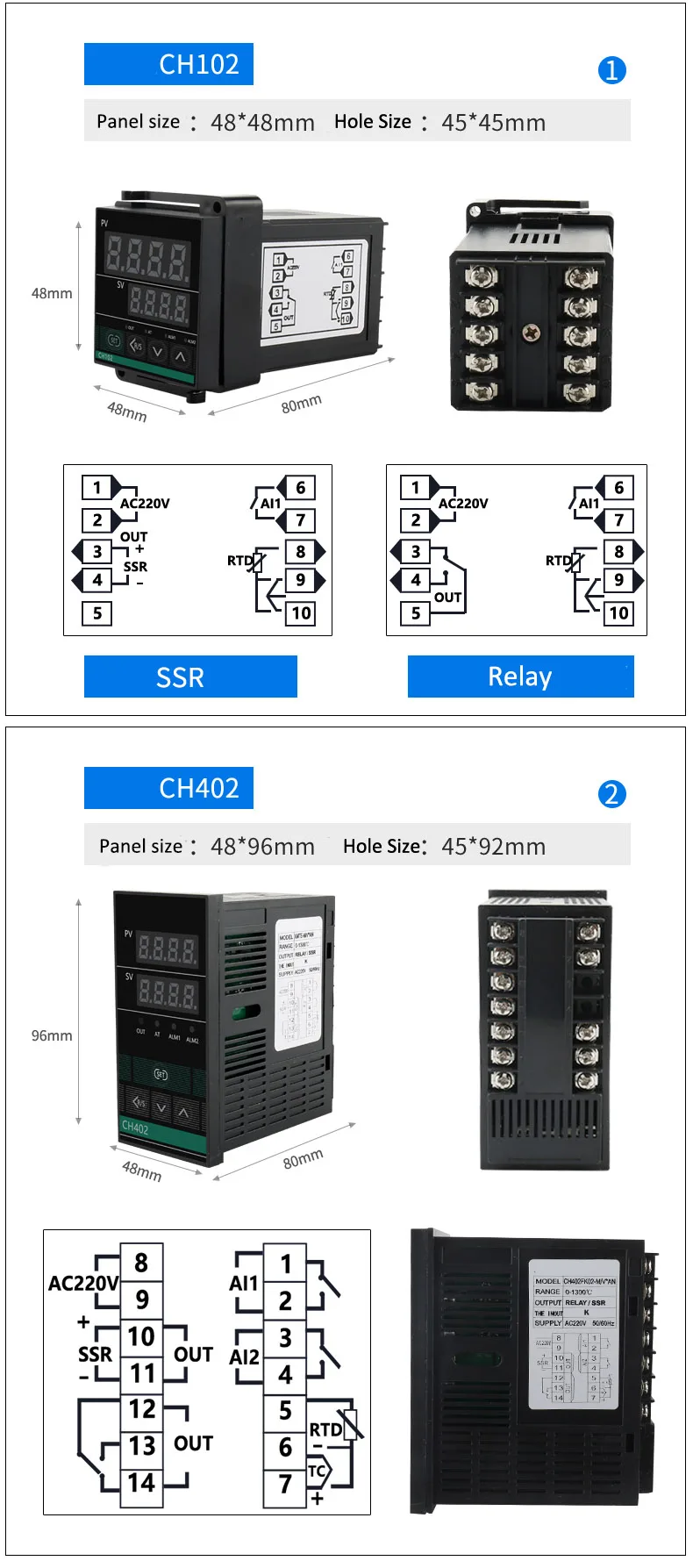 RKC digital PID temperature controller thermostat CH102,pid controller