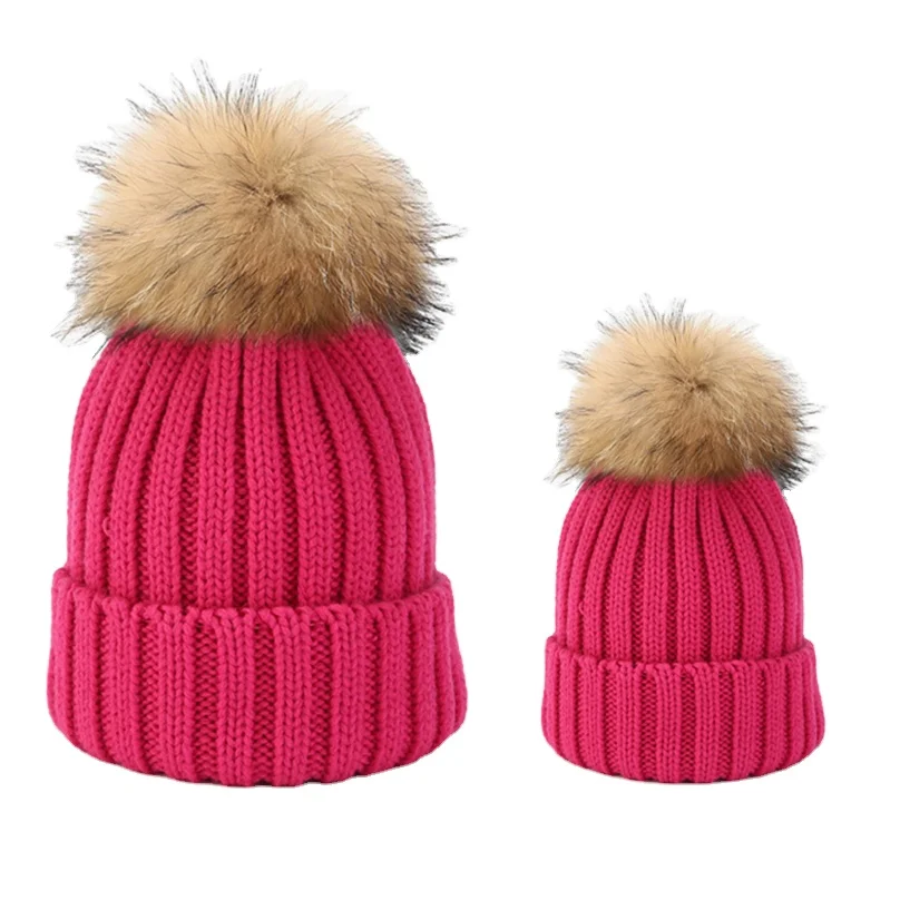 childrens fur bobble hat