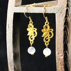 Earrings 18K Gold Plated On 925 Silver Of Flower Design With Moonstone For Women 2022 Luxury Earrings