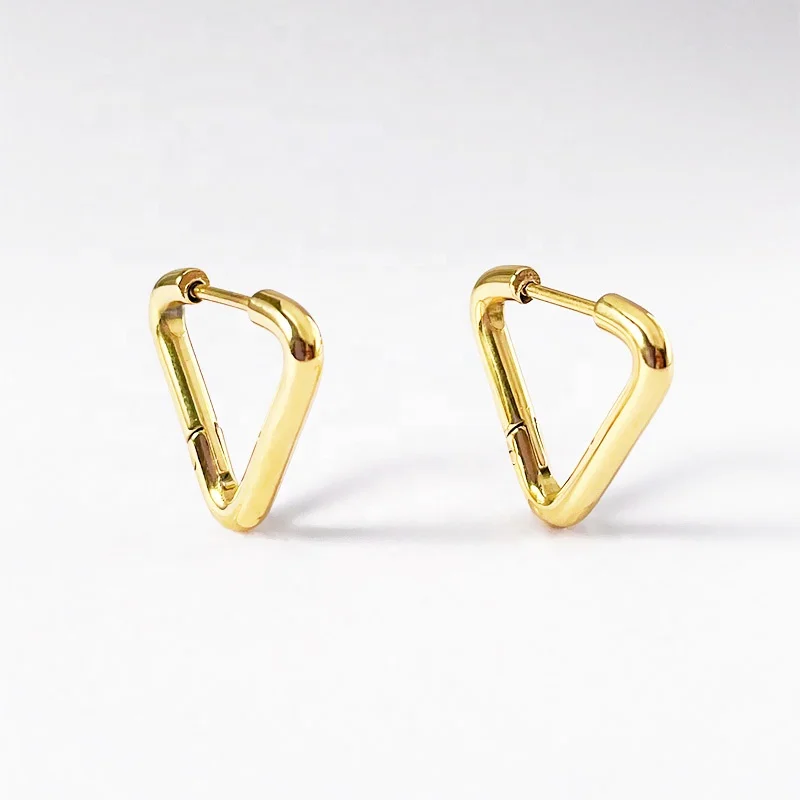18K Gold Plated Stainless Steel Jewelry Geometry Triangle Design Ear Stud Accessories Earrings E211337