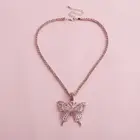 Diamond Men Women Fully Iced Out Lab 3D Diamond Butterfly Pendant Necklace With Tennis Chian