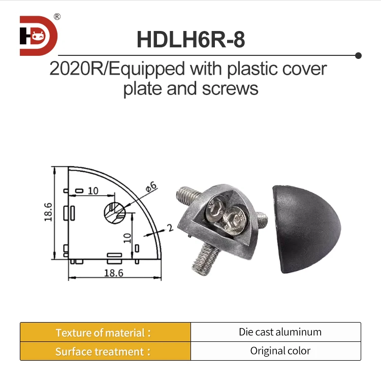 Aluminum Profile Connection Accessories 3030R 4040R 3D Connector Semi-circular Aluminum Profile Arc-shaped Connector details