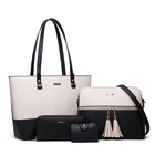 Ladies Wholesale Color Pu Leather Tote Luxury Ladies Bags Women Purse And Hand Bag Set 4pcs
