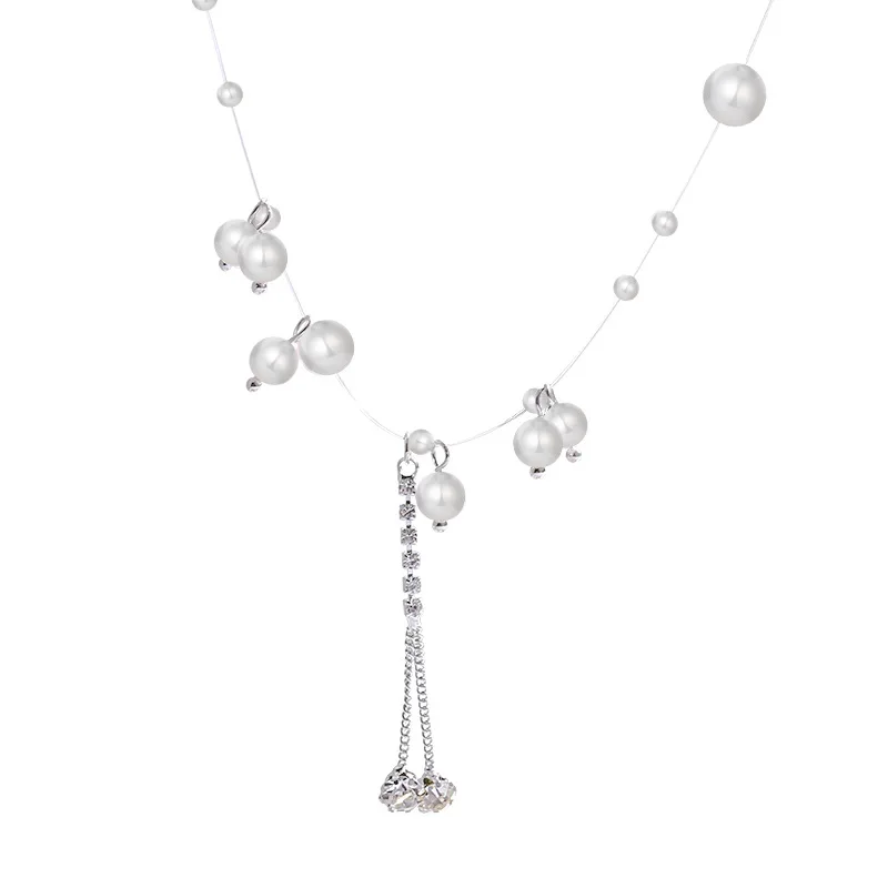 personality tassel pearl necklace women wild temperament necklace sense of luxury Zircon clavicle chain